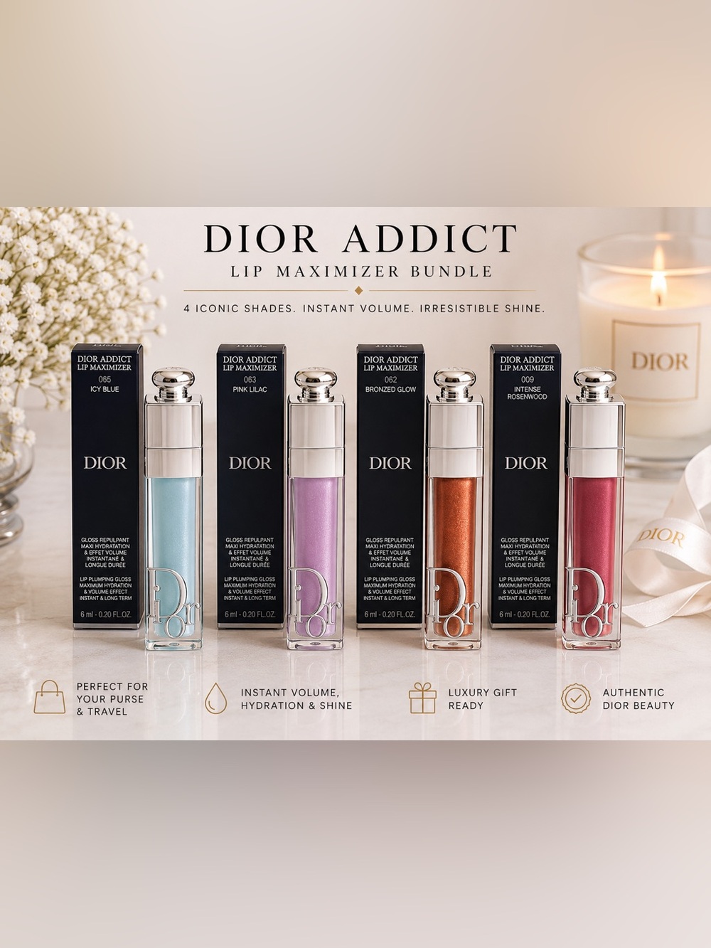 Dior Addict Lip Maximizer Bundle | 4 Full Size Glosses | Rare | Brand New